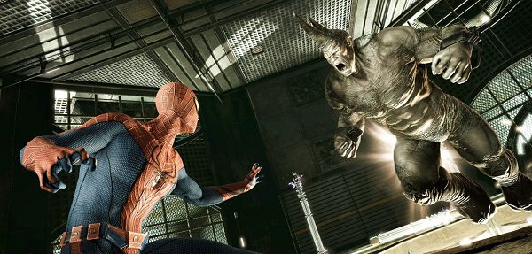 Spider-man y Rino en el videojuego