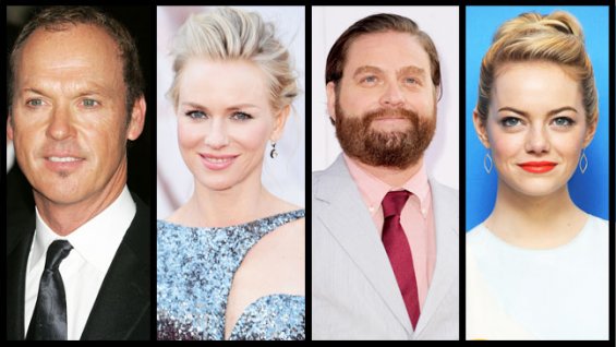 Michael Keaton, Emma Stone, Nami Watts y Zach Galifianakis